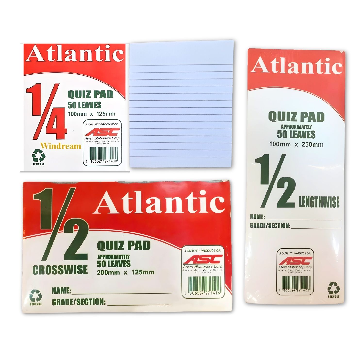 Atlantic Quiz Pads 1/4, 1/2